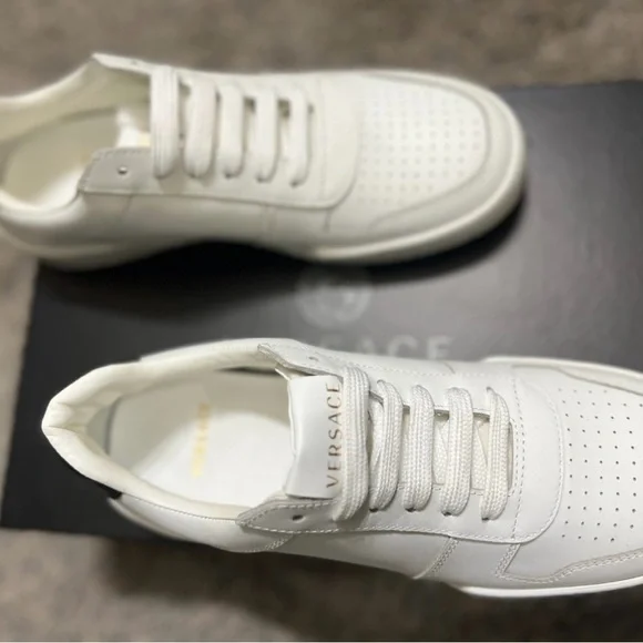 Versace White Leather Sneakers Size 39